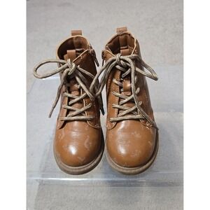 Carter's Boys  Boots with Dinosaur designs Size 8 light Brown with Tan